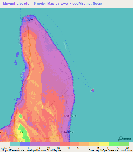 Muyuni,Tanzania Elevation Map