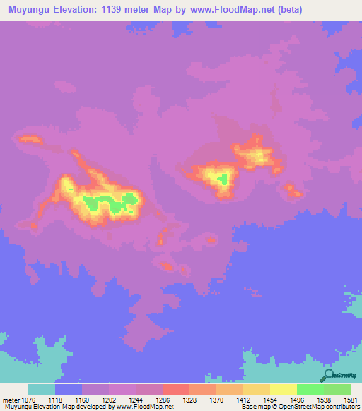 Muyungu,Tanzania Elevation Map