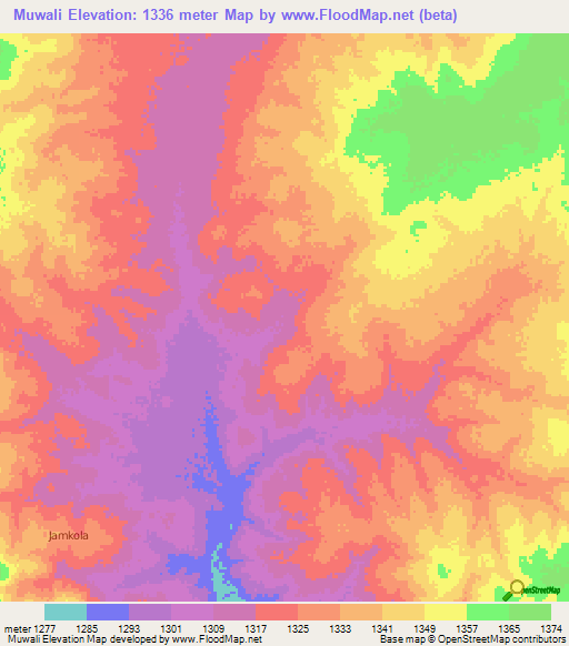 Muwali,Tanzania Elevation Map