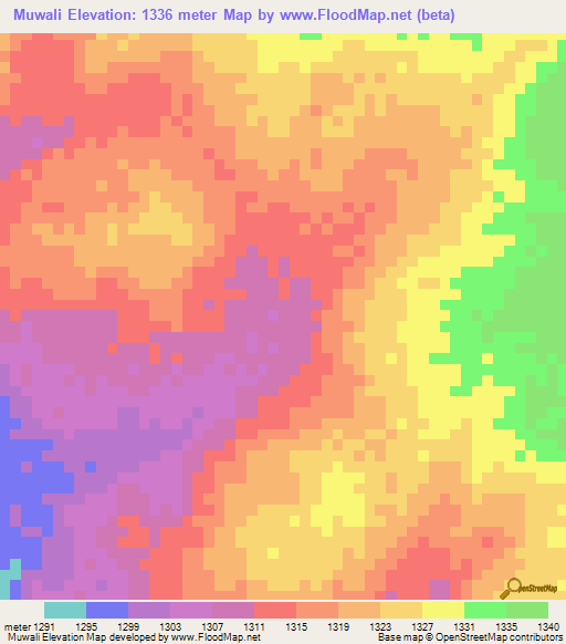 Muwali,Tanzania Elevation Map