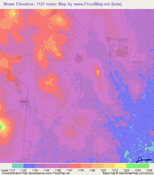 Muwa,Tanzania Elevation Map