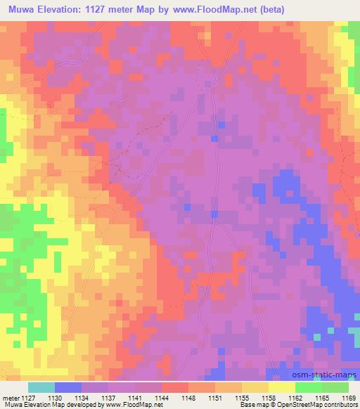 Muwa,Tanzania Elevation Map