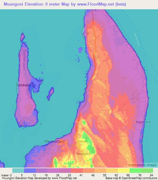 Muungoni,Tanzania Elevation Map