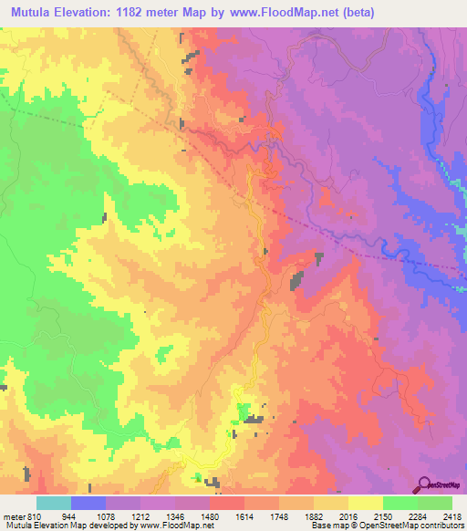 Mutula,Tanzania Elevation Map