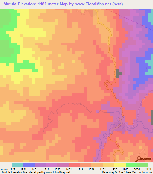 Mutula,Tanzania Elevation Map