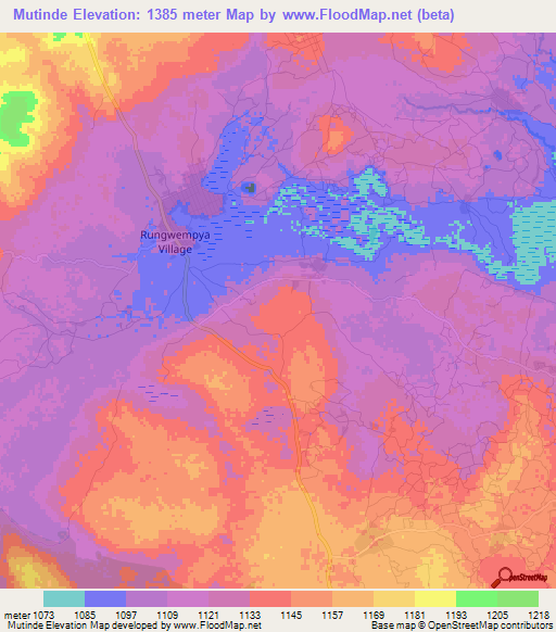 Mutinde,Tanzania Elevation Map