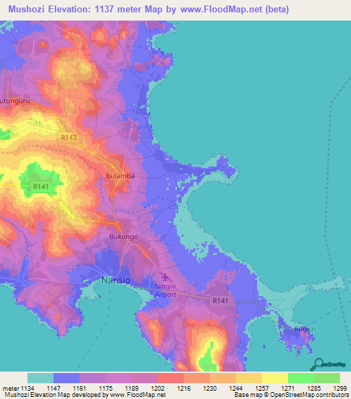 Mushozi,Tanzania Elevation Map