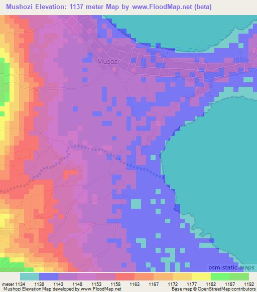 Mushozi,Tanzania Elevation Map