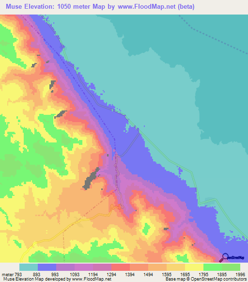 Muse,Tanzania Elevation Map