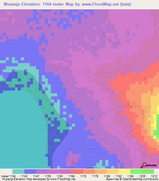 Musanja,Tanzania Elevation Map