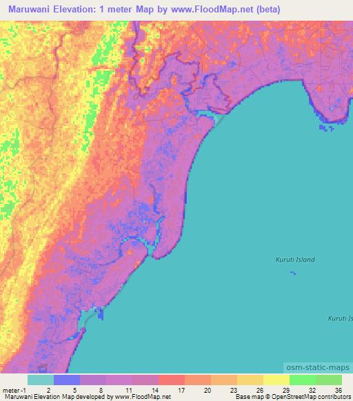 Maruwani,Tanzania Elevation Map