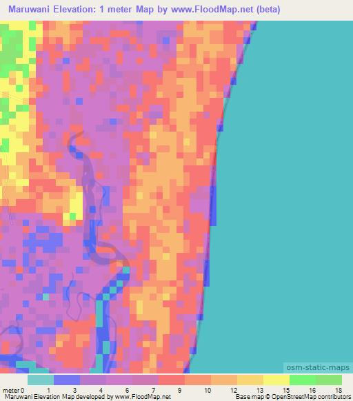 Maruwani,Tanzania Elevation Map