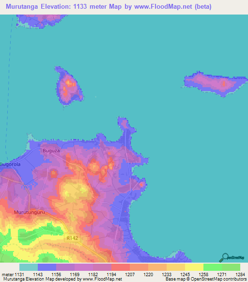 Murutanga,Tanzania Elevation Map