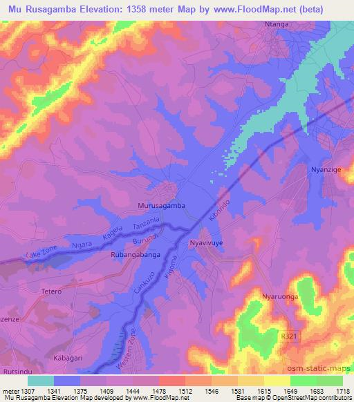 Mu Rusagamba,Tanzania Elevation Map