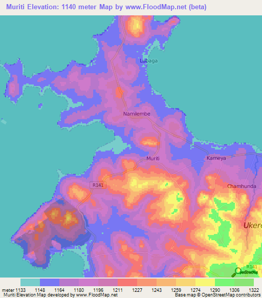 Muriti,Tanzania Elevation Map