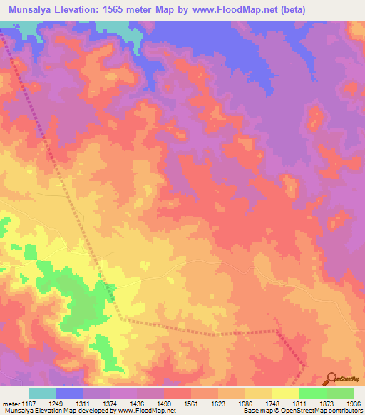 Munsalya,Tanzania Elevation Map