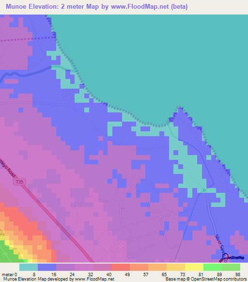 Munoe,Tanzania Elevation Map