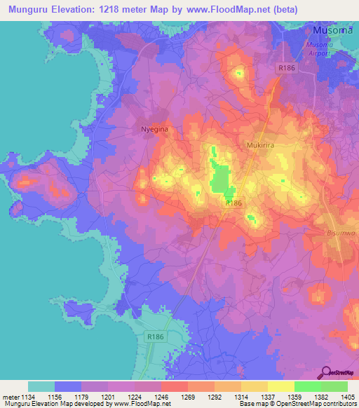 Munguru,Tanzania Elevation Map