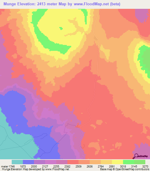 Munge,Tanzania Elevation Map