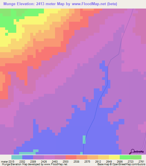 Munge,Tanzania Elevation Map