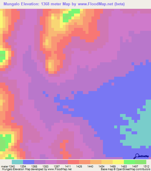 Mungalo,Tanzania Elevation Map