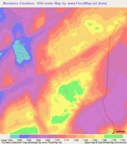 Mundemu,Tanzania Elevation Map