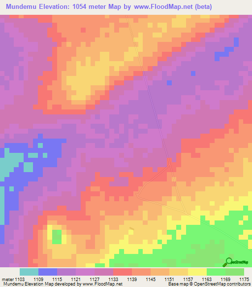 Mundemu,Tanzania Elevation Map