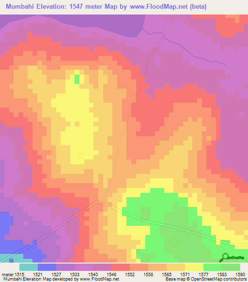 Mumbahi,Tanzania Elevation Map