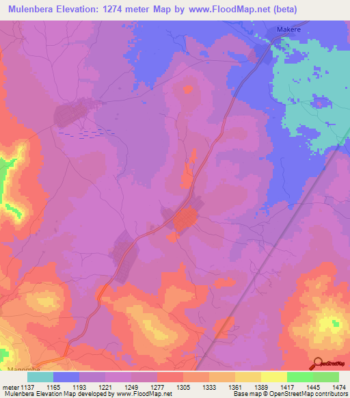 Mulenbera,Tanzania Elevation Map