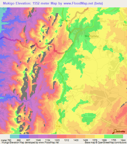 Mukigo,Tanzania Elevation Map