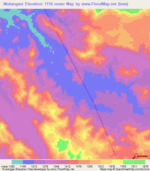 Mukangasi,Tanzania Elevation Map