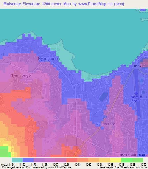 Muisenge,Tanzania Elevation Map