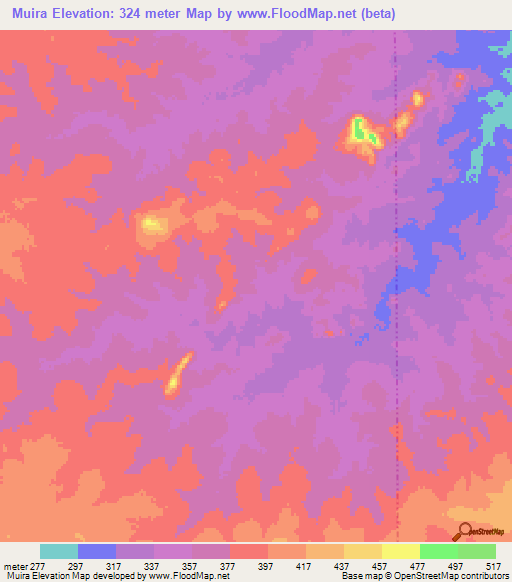 Muira,Tanzania Elevation Map