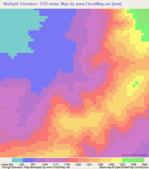 Muhigiti,Tanzania Elevation Map