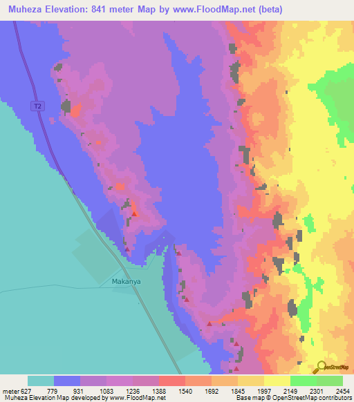 Muheza,Tanzania Elevation Map