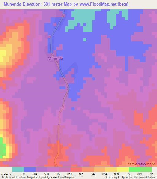 Muhenda,Tanzania Elevation Map