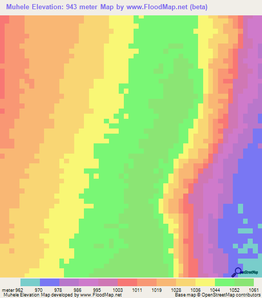 Muhele,Tanzania Elevation Map