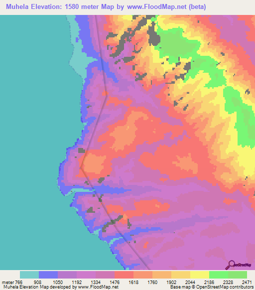 Muhela,Tanzania Elevation Map