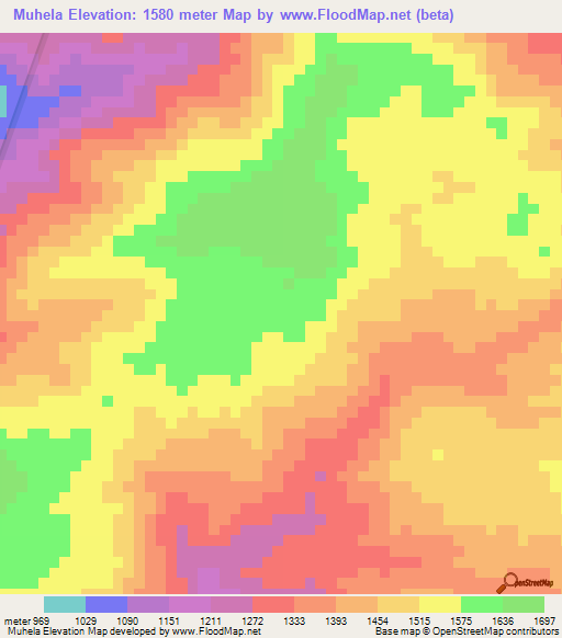 Muhela,Tanzania Elevation Map