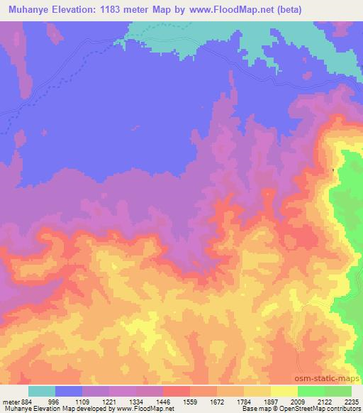 Muhanye,Tanzania Elevation Map