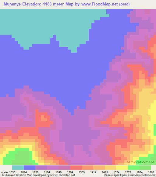 Muhanye,Tanzania Elevation Map