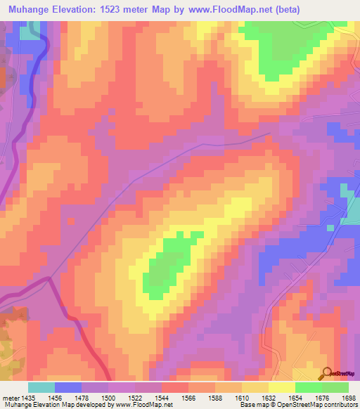 Muhange,Tanzania Elevation Map