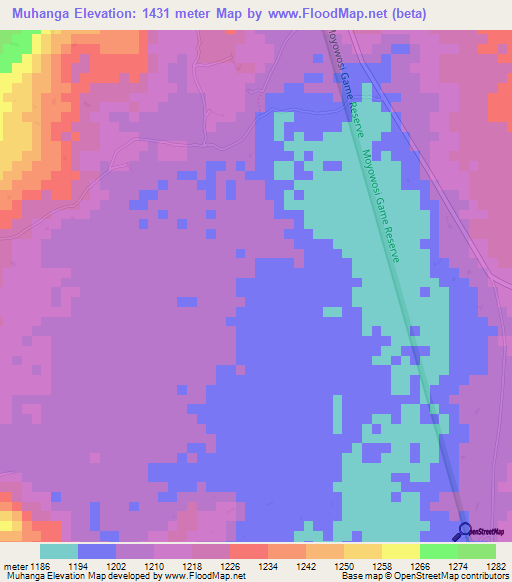 Muhanga,Tanzania Elevation Map