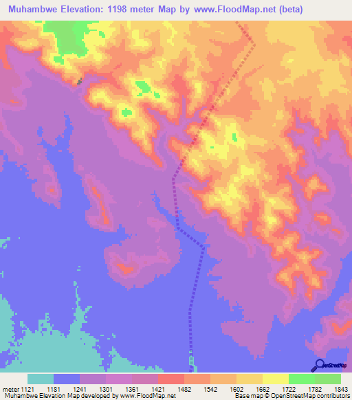 Muhambwe,Tanzania Elevation Map