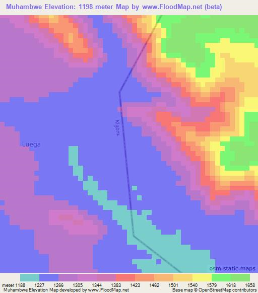 Muhambwe,Tanzania Elevation Map