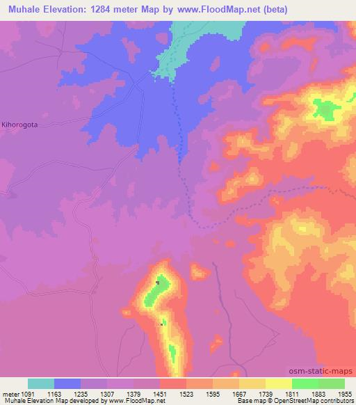 Muhale,Tanzania Elevation Map