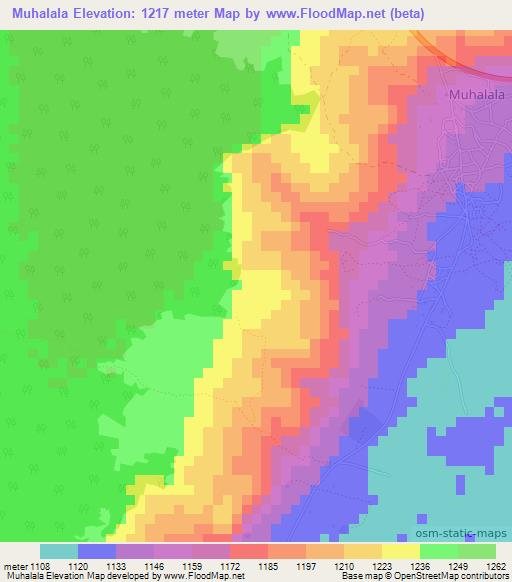 Muhalala,Tanzania Elevation Map