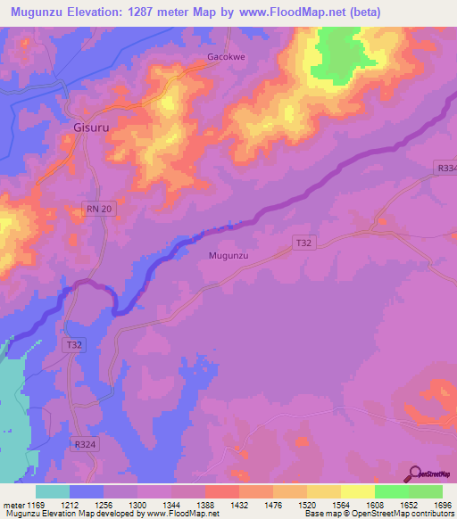 Mugunzu,Tanzania Elevation Map