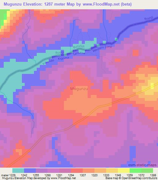 Mugunzu,Tanzania Elevation Map