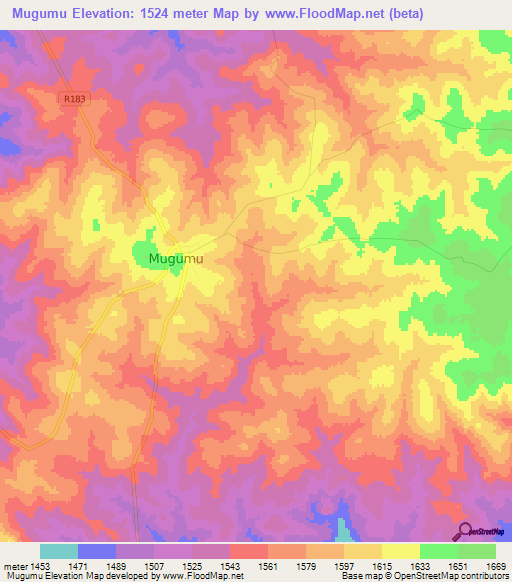 Mugumu,Tanzania Elevation Map